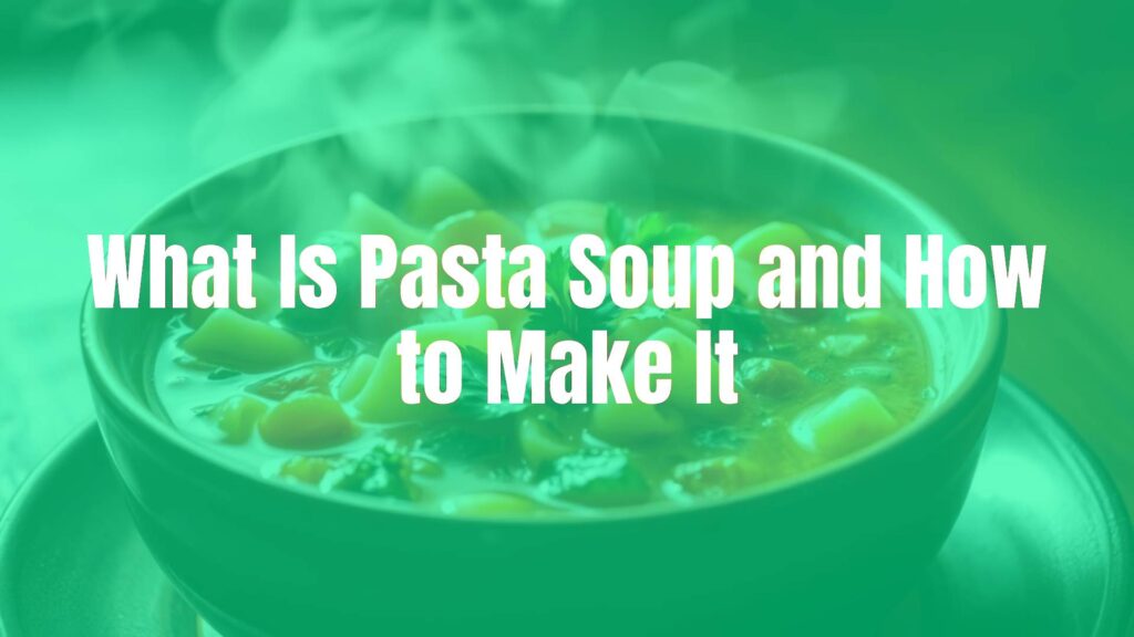 A steaming bowl of pasta soup with vegetables and herbs, cozy warm lighting, comforting and inviting, realistic.