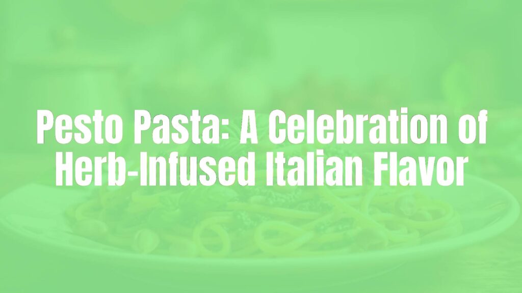 A vibrant plate of pesto pasta, fresh basil leaves and pine nuts scattered around, rustic Italian kitchen backdrop, warm lighting, hyperrealistic.