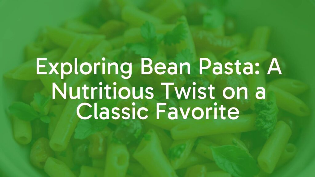 A bowl of colorful bean pasta with various shapes like penne and fusilli, garnished with fresh herbs and drizzled with olive oil, realistic food photography.