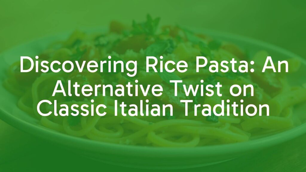 A plate of colorful rice pasta with various shapes like spaghetti and penne, garnished with fresh herbs and tomatoes, warm lighting, appetizing, realistic.