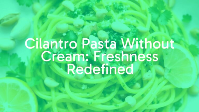 Vibrant cilantro pasta with fresh green herb sauce, al dente noodles, scattered pine nuts, lemon slices, and garlic cloves, bright and fresh style.